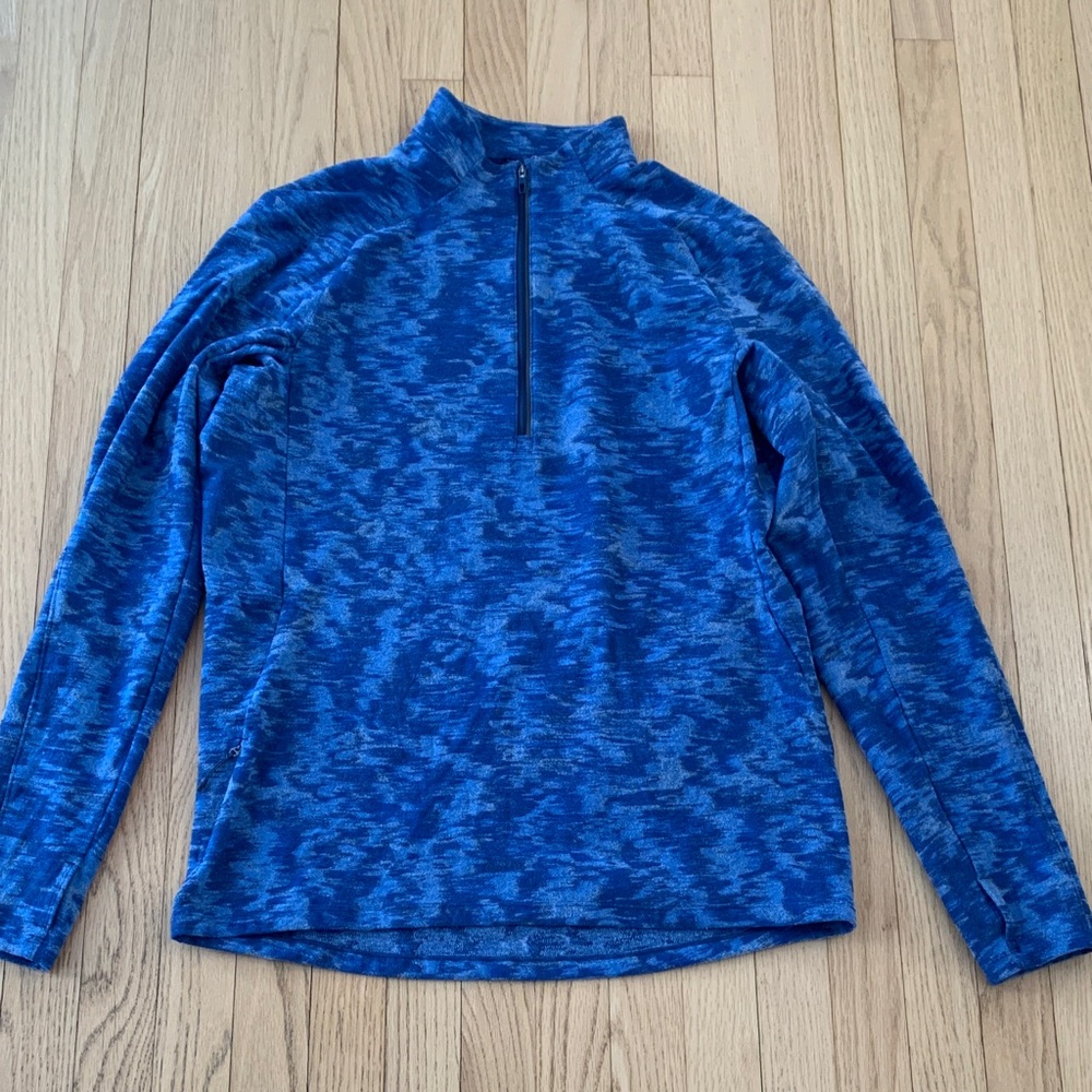 Lululemon Men’s Surge Warm Half Zip Top Blue Abstract Size Large Running Sporty